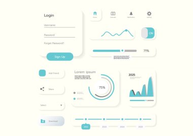 3D Neumorphic Soft UI Design. 3D Bottons.