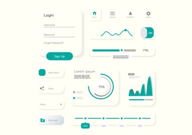 3D Neumorphic Soft UI Design. 3D Bottons.