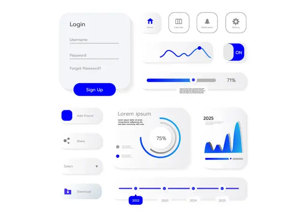 3D Neumorphic Soft UI Design. 3D Bottons.