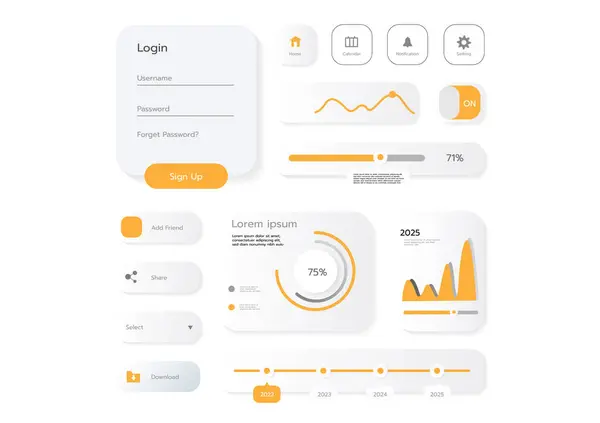 3D Neumorphic Soft UI Design. 3D Bottons.