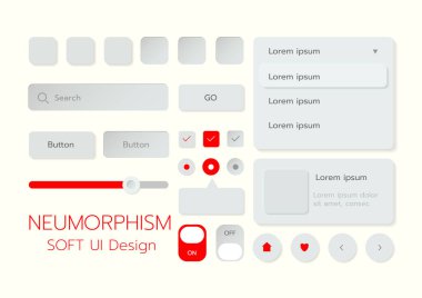 3D Neumorphic Soft UI Design. 3D Bottons.