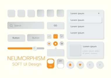 3D Neumorphic Soft UI Design. 3D Bottons.
