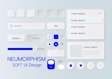 3D Neumorphic Soft UI Design. 3D Bottons.