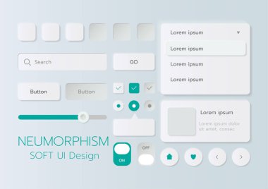 3D Neumorphic Soft UI Design. 3D Bottons.