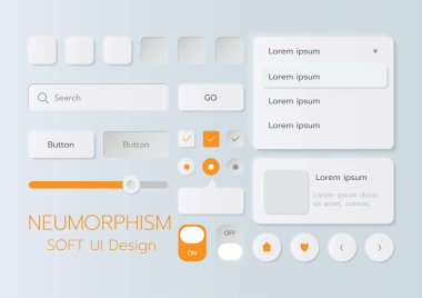 3D Neumorphic Soft UI Design. 3D Bottons.