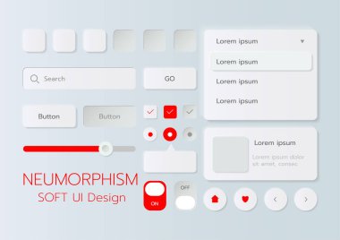 3D Neumorphic Soft UI Design. 3D Bottons.