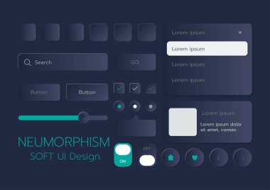 3D Neumorphic Soft UI Design. 3D Bottons.