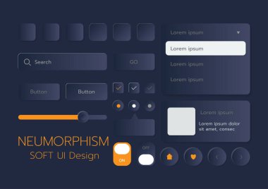 3D Neumorphic Soft UI Design. 3D Bottons.