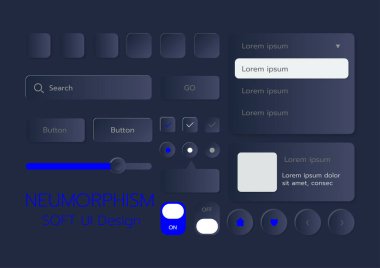 3D Neumorphic Soft UI Design. 3D Bottons.