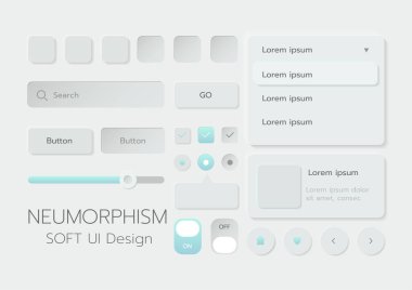 3D Neumorphic Soft UI Design. 3D Bottons.