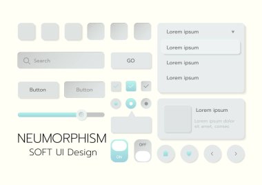 3D Neumorphic Soft UI Design. 3D Bottons.