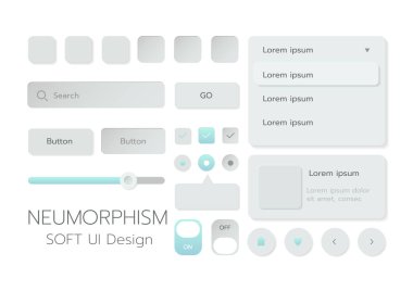 3D Neumorphic Soft UI Design. 3D Bottons.
