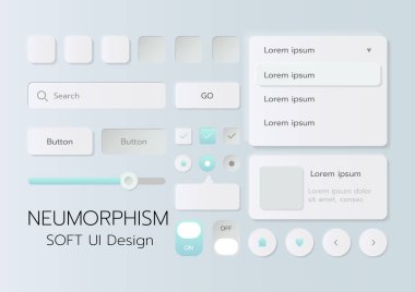 3D Neumorphic Soft UI Design. 3D Bottons.