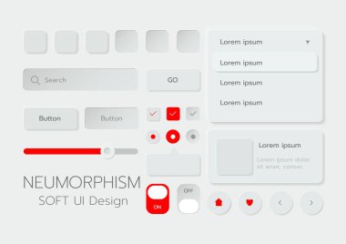 3D Neumorphic Soft UI Design. 3D Bottons.
