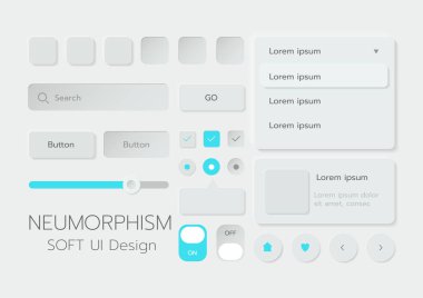 3D Neumorphic Soft UI Design. 3D Bottons.