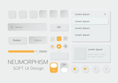 3D Neumorphic Soft UI Design. 3D Bottons.