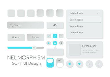3D Neumorphic Soft UI Design. 3D Bottons.
