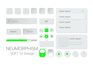 3D Neumorphic Soft UI Design. 3D Bottons.