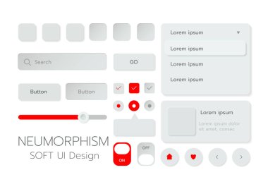 3D Neumorphic Soft UI Design. 3D Bottons.