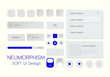 3D Neumorphic Soft UI Design. 3D Bottons.