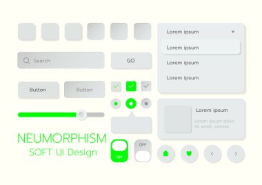 3D Neumorphic Soft UI Design. 3D Bottons.