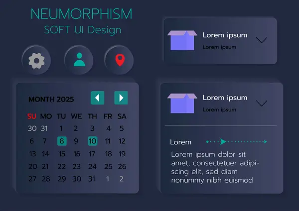 3D Neumorphic Soft UI Design. 3D Bottons.
