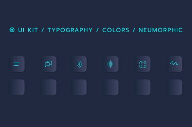 3D Neumorphic Soft UI Design. 3D Bottons.