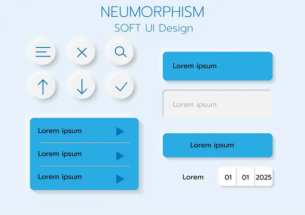 3D Neumorphic Soft UI Design. 3D Bottons.