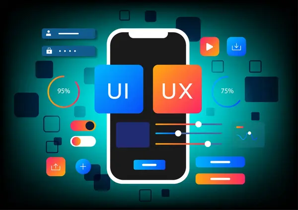 Düz UI veya UX tasarımının 3B Vektör illüstrasyonu.