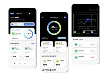Düz UI veya UX tasarımının 3B Vektör illüstrasyonu.