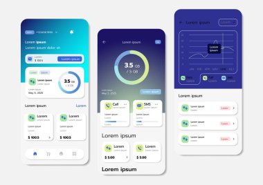 Düz UI veya UX tasarımının 3B Vektör illüstrasyonu.