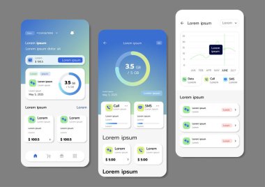Düz UI veya UX tasarımının 3B Vektör illüstrasyonu.
