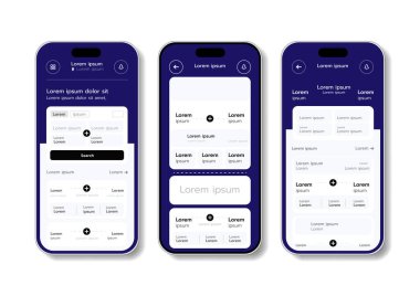 Düz UI veya UX tasarımının 3B Vektör illüstrasyonu.
