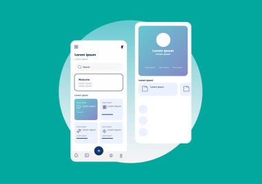 Düz UI veya UX tasarımının 3B Vektör illüstrasyonu.