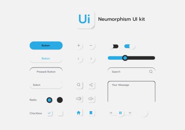 3D Neumorphic Soft UI Design. 3D Bottons.
