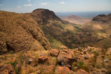 Beautiful landscape of african savanna with mountain hills