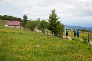Beautiful mountain landscape with hikers