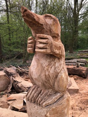 Parktaki hayvan ahşap heykeli