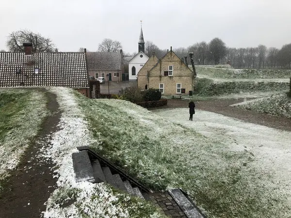 Traditionele Stad Winter Nederland — Stockfoto