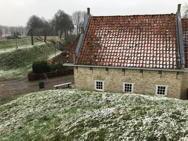 Traditionelle Stadt Winter Den Niederlanden — Stockfoto