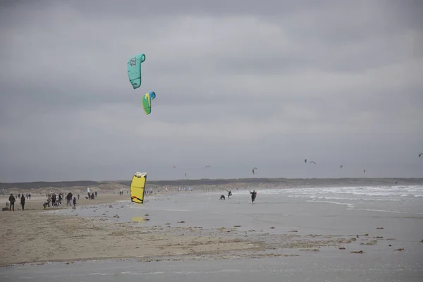 Menschen Machen Windsurfen Meer — Stockfoto