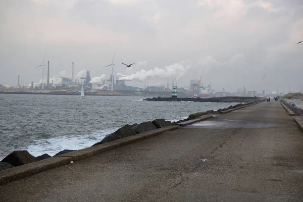Industrial plants on sea coast