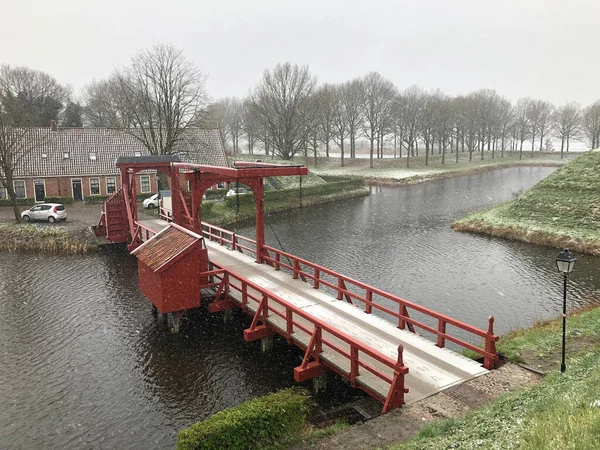 Puente Sobre Canal Invierno Holanda — Foto de Stock