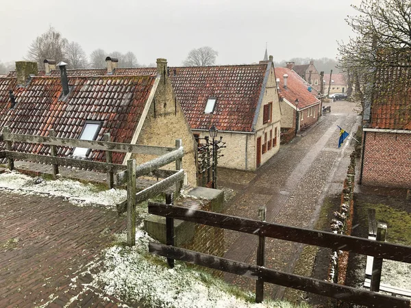 Традиційне Місто Взимку Нідерландах — стокове фото