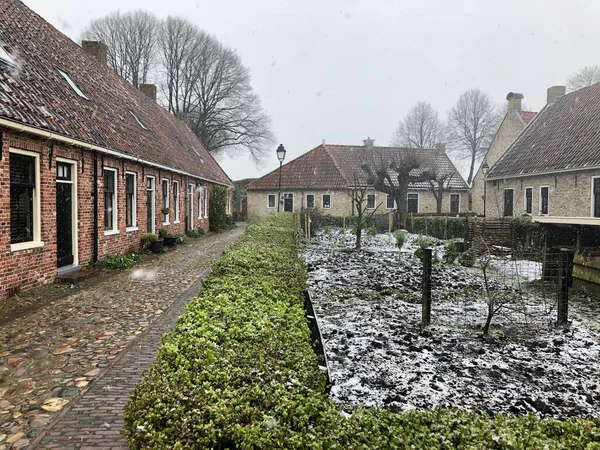 Традиційне Місто Взимку Нідерландах — стокове фото