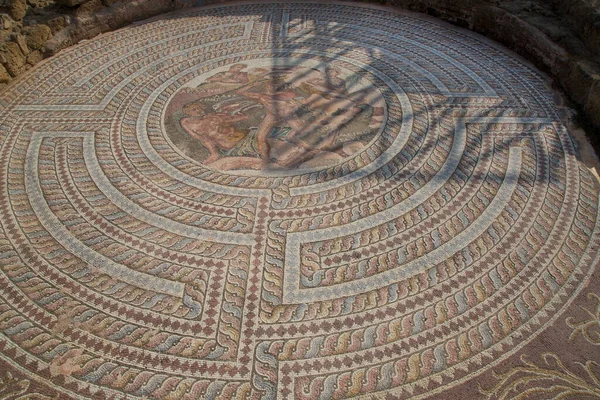 Mozaiková Podlaha Starověké Budově Řecku — Stock fotografie