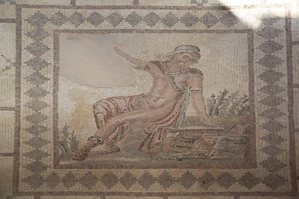 Belle Mosaïque Antique Dans Temple Grec — Photo