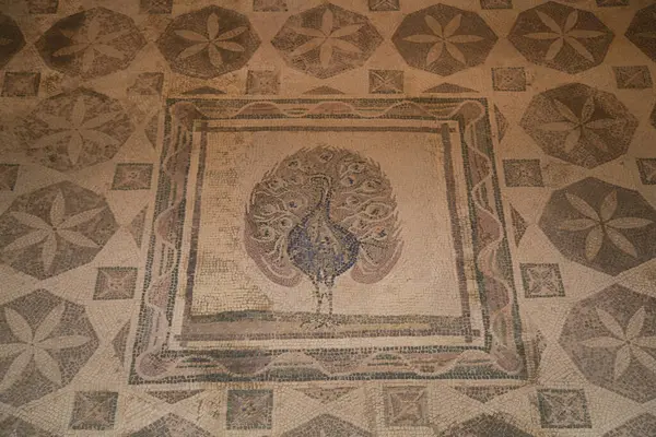Belle Mosaïque Antique Dans Temple Grec — Photo