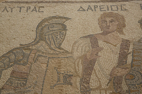 Ancient mosaic in Greek temple