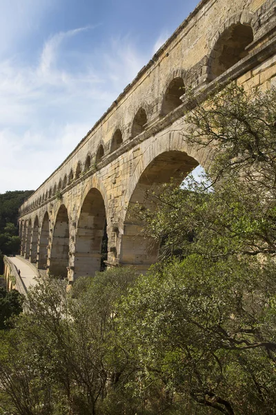 Starożytny Rzymski Pont Gard Akwedukt Wiadukt Most Najwyższy Wszystkich Starożytnych — Zdjęcie stockowe
